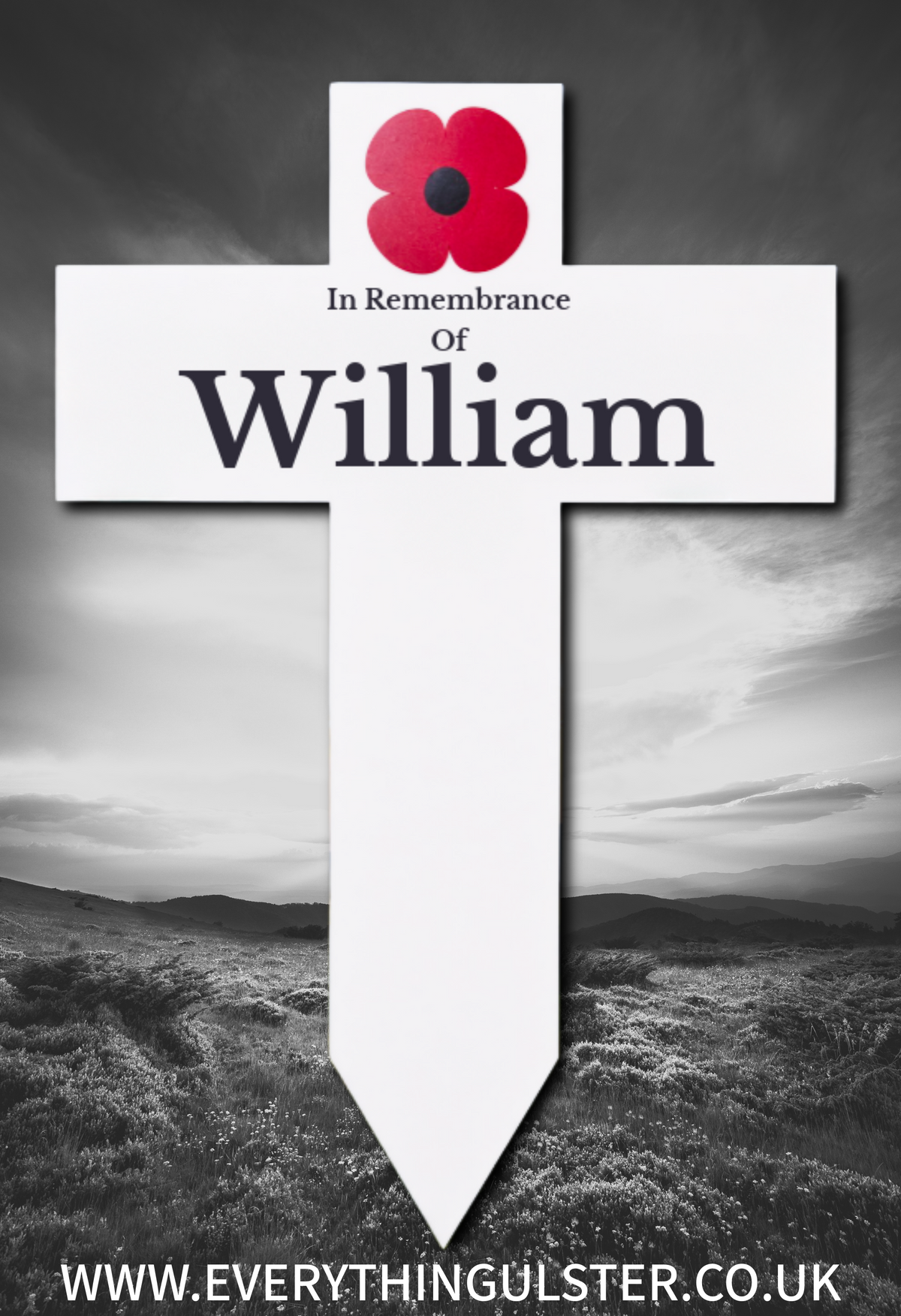 Large Personalised White Lest We Forget Grave Marker