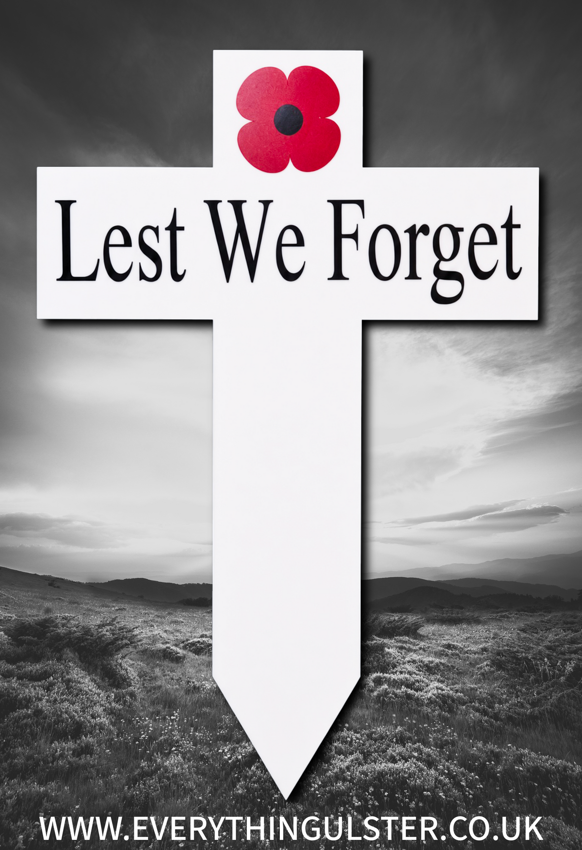 White Lest We Forget Grave Marker